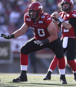 Photo of Shane Bergman in action with the Calgary Stampeders