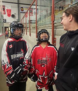 Two participants with Elaine
